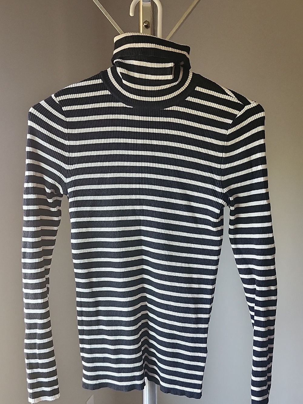 Ralph Lauren Black and White Striped Turtleneck Sweater
